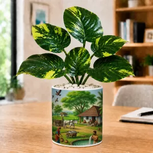 Artificial Tree Ceramic Photo Pot With White Stones 3x4 Inch (F164730) Artificial Tree Ceramic Photo Pot With White Stones 3x4 Inch (F164730)