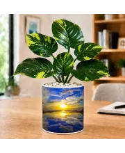 Artificial Tree Ceramic Photo Pot With White Stones 3x4 Inch (F164733)