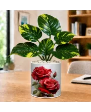 Artificial Tree Ceramic Photo Pot With White Stones 3x4 Inch (F164735)