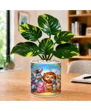 Artificial Tree Ceramic Photo Pot With White Stones 3x4 Inch (F164743)