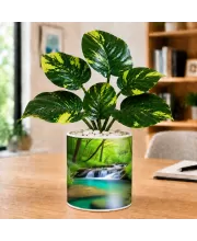 Artificial Tree Ceramic Photo Pot With White Stones 3x4 Inch (F164744)
