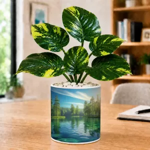 Artificial Tree Ceramic Photo Pot With White Stones 3x4 Inch (F164745) Artificial Tree Ceramic Photo Pot With White Stones 3x4 Inch (F164745)