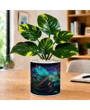 Artificial Tree Ceramic Photo Pot With White Stones 3x4 Inch (F164746)