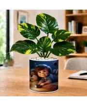 Artificial Tree Ceramic Photo Pot With White Stones 3x4 Inch (F164751)