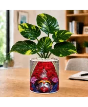 Artificial Tree Ceramic Photo Pot With White Stones 3x4 Inch (F164758)