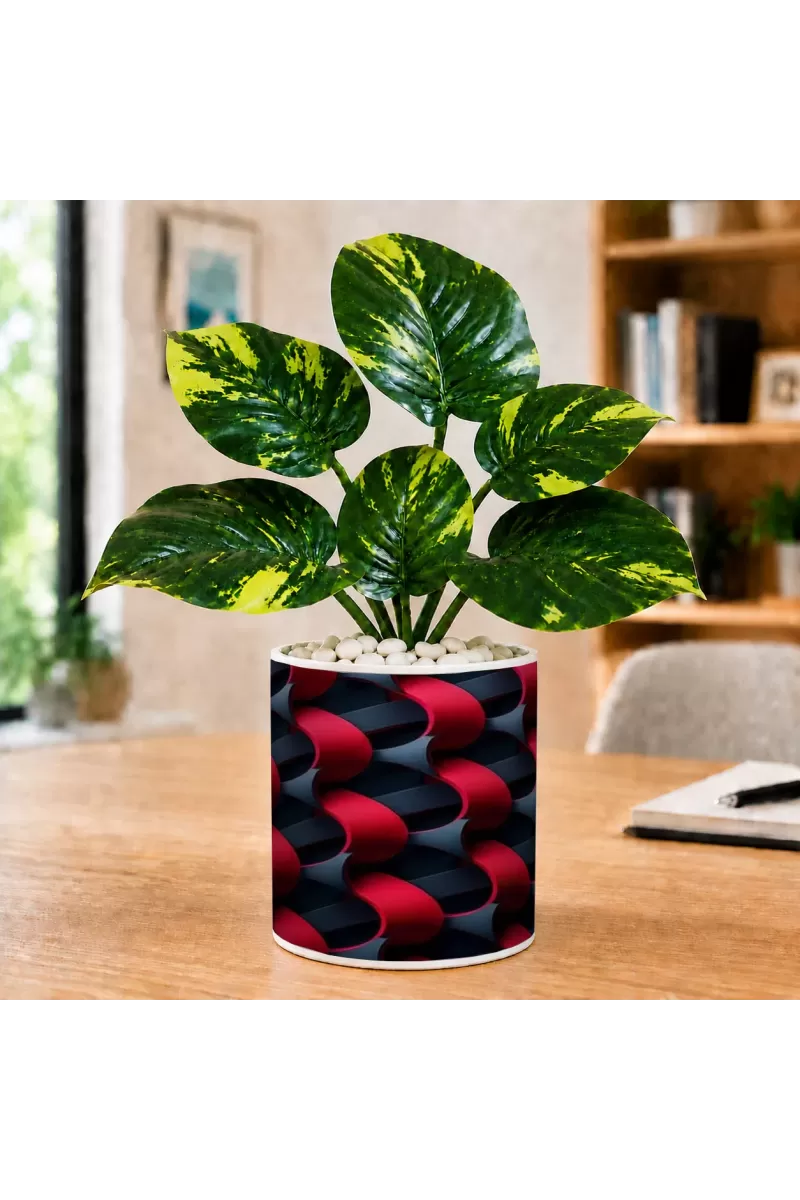 Artificial Tree Ceramic Photo Pot With White Stones 3x4 Inch (F164763)