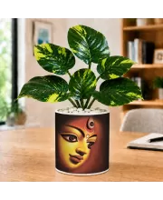 Artificial Tree Ceramic Photo Pot With White Stones 3x4 Inch (F164764)