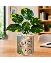 Artificial Tree Ceramic Photo Pot With White Stones 3x4 Inch (F164766)