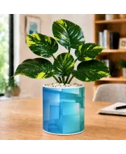 Artificial Tree Ceramic Photo Pot With White Stones 3x4 Inch (F164770)