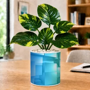 Artificial Tree Ceramic Photo Pot With White Stones 3x4 Inch (F164770)
