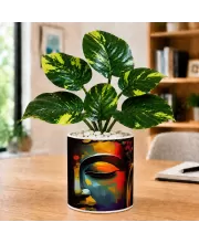Artificial Tree Ceramic Photo Pot With White Stones 3x4 Inch (F164771)