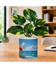 Artificial Tree Ceramic Photo Pot With White Stones 3x4 Inch (F164773)