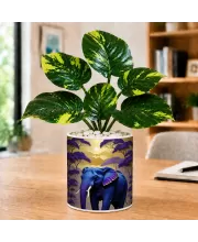 Artificial Tree Ceramic Photo Pot With White Stones 3x4 Inch (F164775)