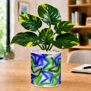 Artificial Tree Ceramic Photo Pot With White Stones 3x4 Inch (F164778)