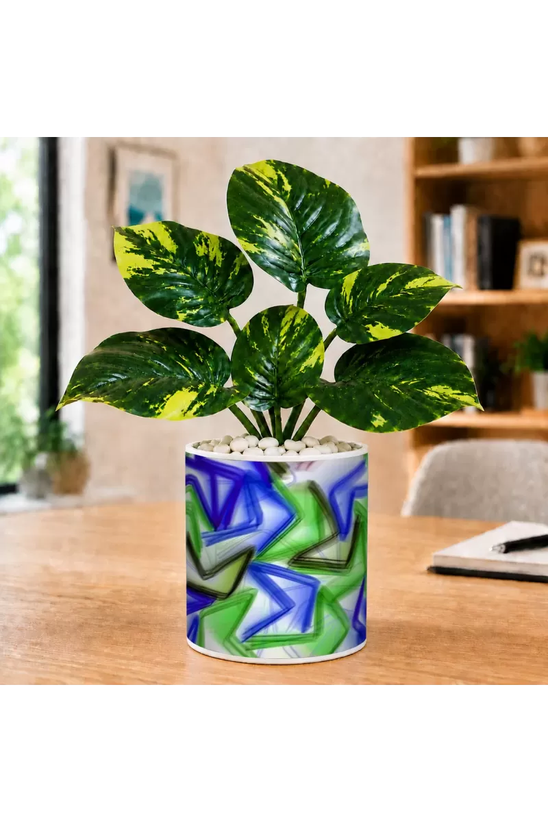 Artificial Tree Ceramic Photo Pot With White Stones 3x4 Inch (F164778)