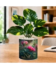 Artificial Tree Ceramic Photo Pot With White Stones 3x4 Inch (F164789)