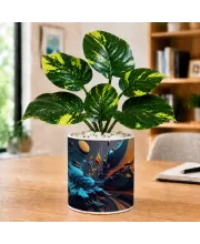 Artificial Tree Ceramic Photo Pot With White Stones 3x4 Inch (F164797)