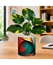 Artificial Tree Ceramic Photo Pot With White Stones 3x4 Inch (F164799)