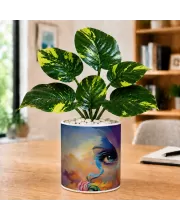 Artificial Tree Ceramic Photo Pot With White Stones 3x4 Inch (F164803)
