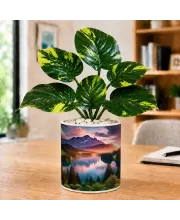 Artificial Tree Ceramic Photo Pot With White Stones 3x4 Inch (F164808)
