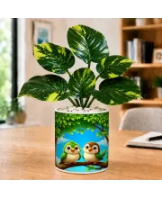Artificial Tree Ceramic Photo Pot With White Stones 3x4 Inch (F164817)
