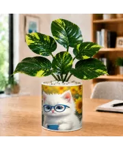 Artificial Tree Ceramic Photo Pot With White Stones 3x4 Inch (F164825)