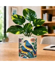 Artificial Tree Ceramic Photo Pot With White Stones 3x4 Inch (F164826)