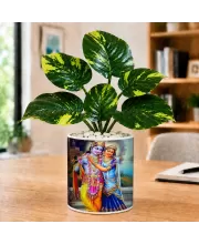 Artificial Tree Ceramic Photo Pot With White Stones 3x4 Inch (F164827)