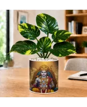 Artificial Tree Ceramic Photo Pot With White Stones 3x4 Inch (F164838)