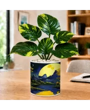Artificial Tree Ceramic Photo Pot With White Stones 3x4 Inch (F164839)