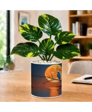 Artificial Tree Ceramic Photo Pot With White Stones 3x4 Inch (F164848)