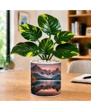 Artificial Tree Ceramic Photo Pot With White Stones 3x4 Inch (F164849)