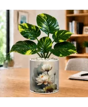 Artificial Tree Ceramic Photo Pot With White Stones 3x4 Inch (F164854)