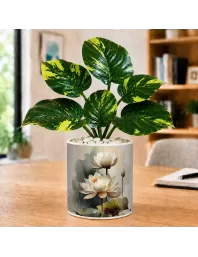 Artificial Tree Ceramic Photo Pot With White Stones 3x4 Inch (F164854)