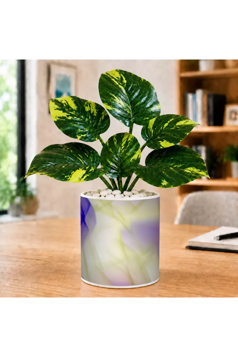 Artificial Tree Ceramic Photo Pot With White Stones 3x4 Inch (F164856)