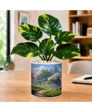 Artificial Tree Ceramic Photo Pot With White Stones 3x4 Inch (F164860)
