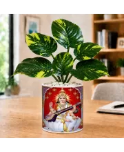 Artificial Tree Ceramic Photo Pot With White Stones 3x4 Inch (F164864)