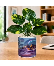 Artificial Tree Ceramic Photo Pot With White Stones 3x4 Inch (F164865)