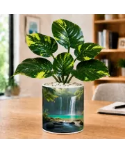 Artificial Tree Ceramic Photo Pot With White Stones 3x4 Inch (F164872)