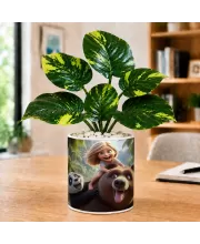 Artificial Tree Ceramic Photo Pot With White Stones 3x4 Inch (F164876)
