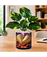 Artificial Tree Ceramic Photo Pot With White Stones 3x4 Inch (F164880)