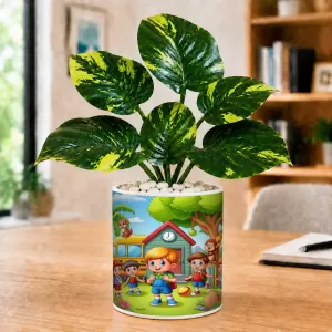 Artificial Tree Ceramic Photo Pot With White Stones 3x4 Inch (F164881) Artificial Tree Ceramic Photo Pot With White Stones 3x4 Inch (F164881)