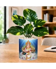 Artificial Tree Ceramic Photo Pot With White Stones 3x4 Inch (F164882)