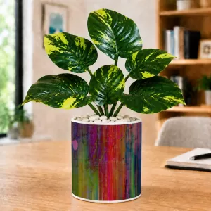Artificial Tree Ceramic Photo Pot With White Stones 3x4 Inch (F164883)