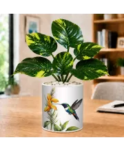 Artificial Tree Ceramic Photo Pot With White Stones 3x4 Inch (F164884)