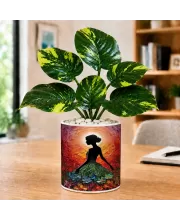 Artificial Tree Ceramic Photo Pot With White Stones 3x4 Inch (F164887)