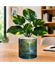 Artificial Tree Ceramic Photo Pot With White Stones 3x4 Inch (F164894)
