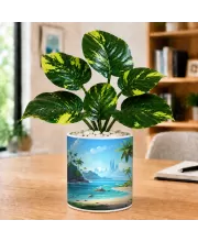 Artificial Tree Ceramic Photo Pot With White Stones 3x4 Inch (F164895)