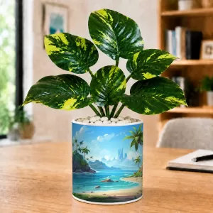 Artificial Tree Ceramic Photo Pot With White Stones 3x4 Inch (F164895) Artificial Tree Ceramic Photo Pot With White Stones 3x4 Inch (F164895)