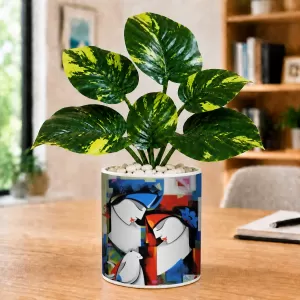 Artificial Tree Ceramic Photo Pot With White Stones 3x4 Inch (F164900) Artificial Tree Ceramic Photo Pot With White Stones 3x4 Inch (F164900)